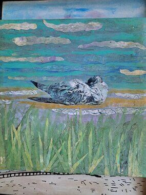 10x10 original Mixed media with message on back of canvas created by the artist.